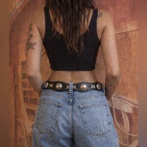 🤠 Vintage Hired Hand Western Leather Concho Belt | Size 36